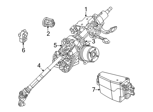 2021 Jeep Grand Cherokee L Steering Column & Wheel, Shaft & Internal Components Diagram 3 - Thumbnail