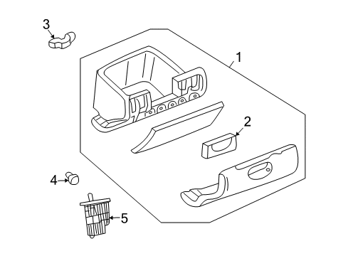 2009 Chrysler Aspen Glove Box Assembly, Light Gray, Front Diagram for ZR772D1AE