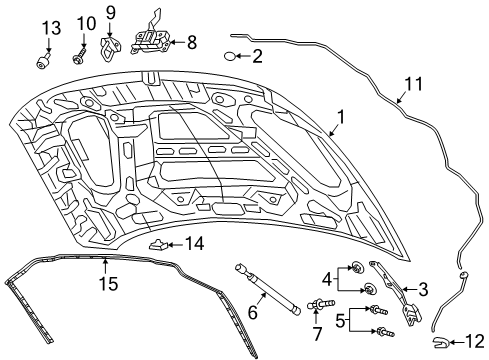 2021 Ram 2500 Hood Pad Diagram for 68247787AA