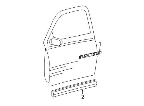 2002 Dodge Ram 1500 Body Side Molding, Blue, Front Diagram for 5HC48WBTAB