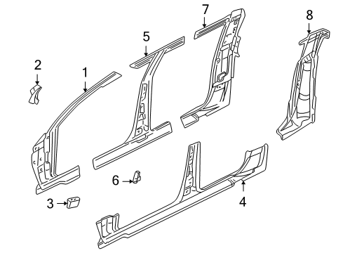 2002 Dodge Dakota Hinge Pillar, Front Passenger Side Diagram for 5017050AD
