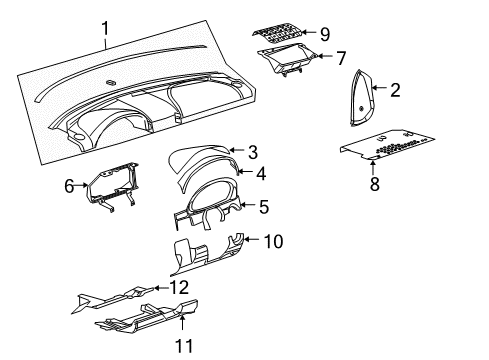 2004 Chrysler Crossfire Cluster Bezel, Dark Gray Diagram for YB05XDVAA