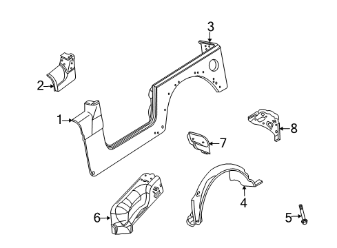 2001 Jeep Wrangler Inner Wheelhouse, Driver Side Diagram for 5161479AB