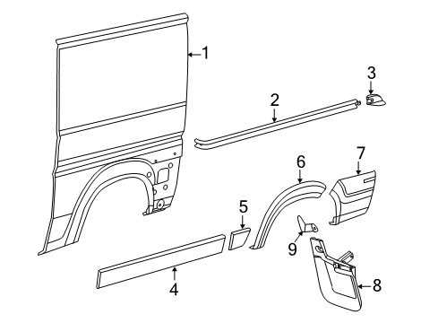 2016 Ram ProMaster 1500 Side Panel, Outer Diagram for 68524105AA