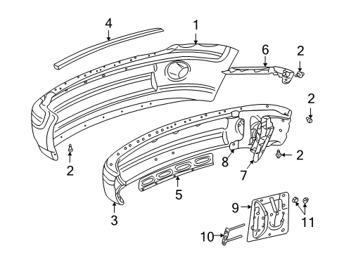 2005 Dodge Ram 1500 Bumper Cover, Front Diagram for 5030101AB