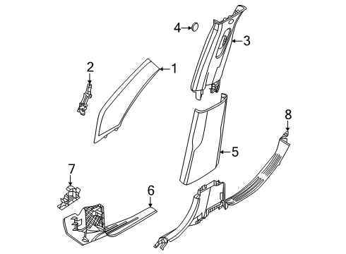 2019 Jeep Compass Interior Trim - Pillars, Rocker & Floor Diagram