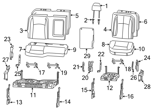 2019 Ram 2500 Cup Holder, Black/Gray, Rear Diagram for 1NN45LA8AC