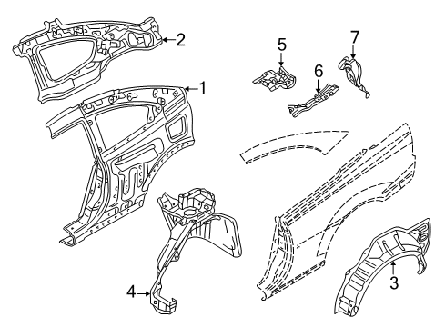 2001 Dodge Stratus Inner Structure - Quarter Panel Diagram