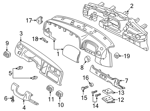 1997 Dodge Dakota Ashtray, Gray Diagram for 5EM36RC8AB