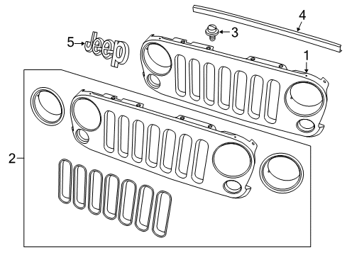2017 Jeep Wrangler Nameplate, Front Diagram for 68228508AB