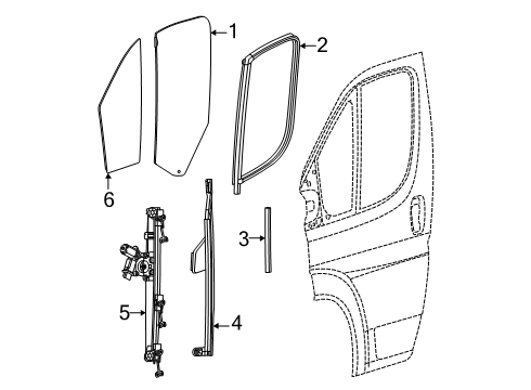 2025 Ram ProMaster EV Glass - Front Door Diagram