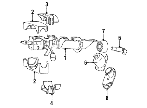 1991 Dodge Spirit Steering Column Components Diagram
