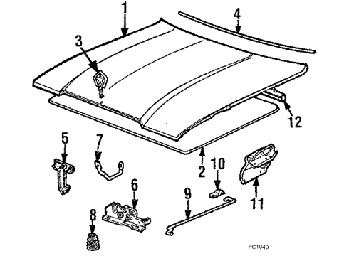 1984 Dodge Aries Hood & Components Diagram