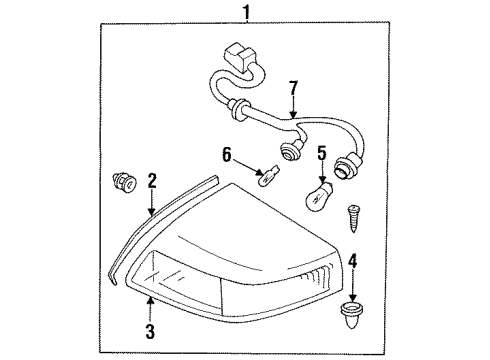 1991 Dodge Stealth Tail Lamp Assembly Diagram for MB698934