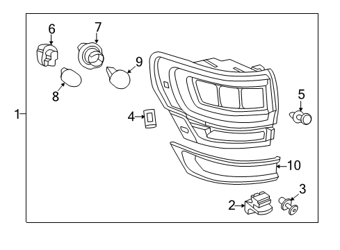 2016 Jeep Grand Cherokee Tail Lamp Assembly, Outer Driver Side Diagram for 68142943AH