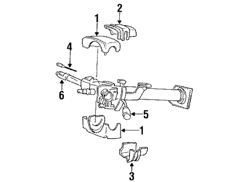 1995 Dodge Dakota Shroud, Switches & Levers Diagram