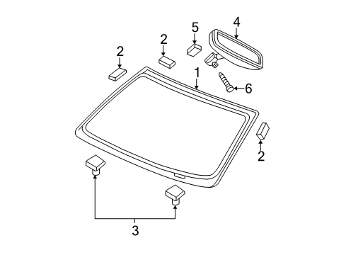 2008 Dodge Ram 1500 Glass - Windshield Diagram 2 - Thumbnail