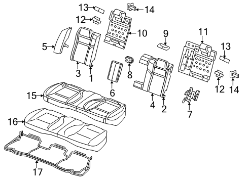 2022 Chrysler 300 Armrest, Black/Gray, Rear Center Diagram for 5ZC54ND2AA
