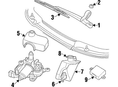 2001 Dodge Viper Wiper Arm Diagram for 4848831
