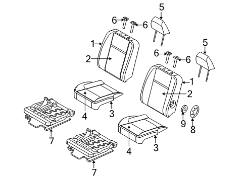 2006 Dodge Ram 3500 Seat Back, Front Passenger Side Diagram for 1DK961D5AA
