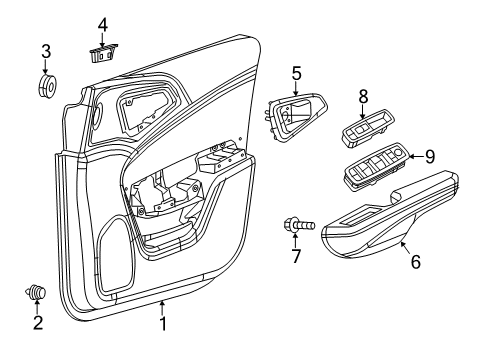 2016 Chrysler 200 Armrest, Black, Front Passenger Side Diagram for 1YZ12DX9AD