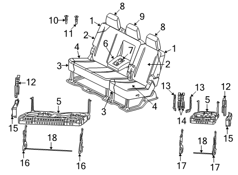 2008 Dodge Ram 3500 Headrest, Rear Diagram for 1EY681J3AA