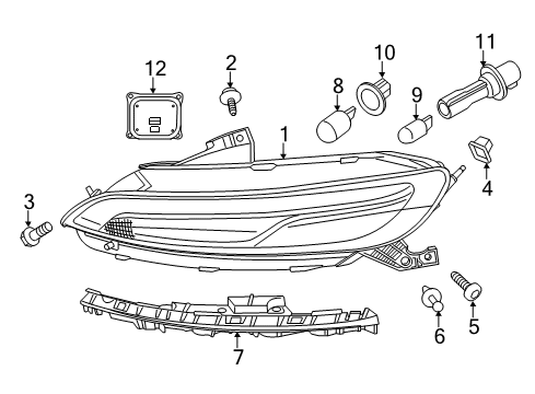 2014 Jeep Cherokee Headlamp Bulb, Front Diagram for L0009012LL