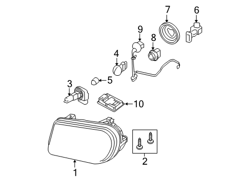 2008 Dodge Magnum Headlamp Bulb, Front Diagram for L0009006PV