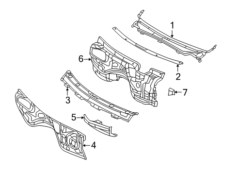 2013 Jeep Grand Cherokee Cowl Panel, Front Diagram for 68021019AH