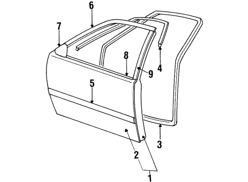 1992 Dodge Colt Body Side Molding Diagram for MB608569