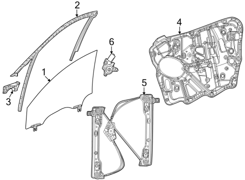 2022 Jeep Grand Cherokee Glass Run, Gray, Front Passenger Side Diagram for 68408712AD