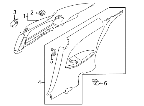 2005 Chrysler Sebring Lower Trim Panel, Black, Rear Driver Side Diagram for MR641717