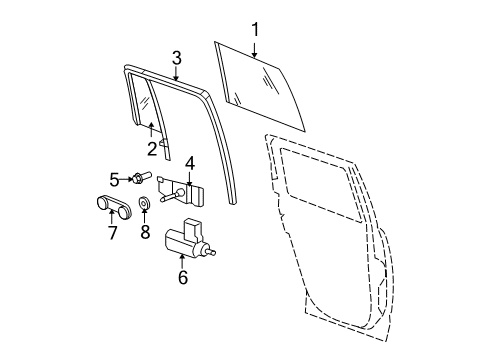 2009 Dodge Caliber Window Regulator, Rear Driver Side Diagram for 5179957AA