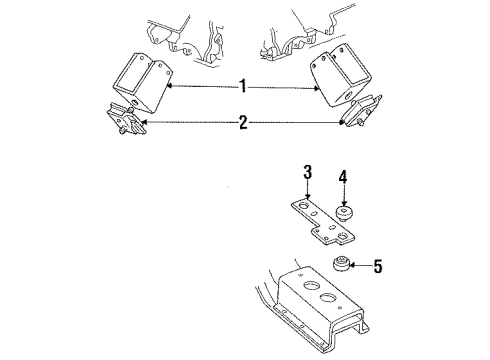 1990 Dodge W250 Engine & Trans Mounting Diagram