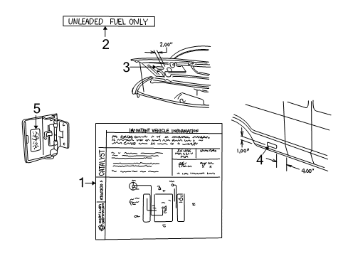 1998 Dodge B1500 Emission Label Diagram for 53008745