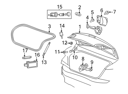 2013 Chrysler 200 Trunk Lid, Rear Diagram for 68079062AD
