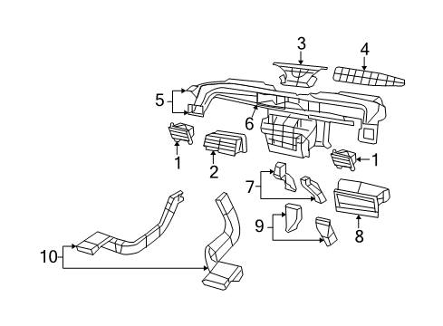 2007 Jeep Compass Air Vent, Gray, Outer Driver Side Diagram for 1CC71XDVAA