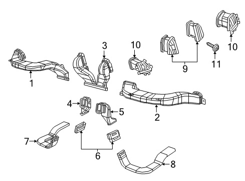2015 Ram ProMaster City Air Vent Grille, Passenger Side Diagram for 5YJ72LXHAA