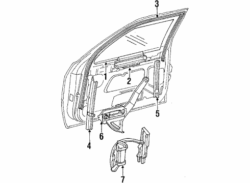 1987 Dodge Shadow Sash Channel Diagram for 4336967
