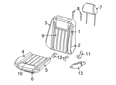 2008 Dodge Charger Seat Back Cover, Front Passenger Side Diagram for 1HK281D1AA