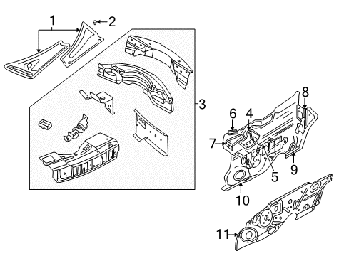 2006 Chrysler PT Cruiser Water Shield Diagram for 5058078AA