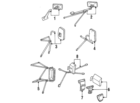 1992 Dodge Ramcharger Mirror Assembly, Passenger Side Diagram for 55074998