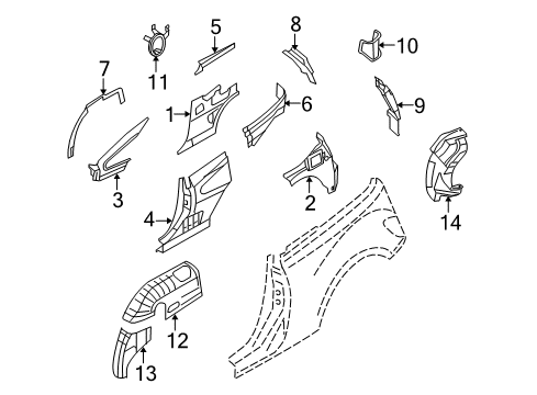 2008 Chrysler PT Cruiser Splash Shield, Rear Driver Side Diagram for 4724717AA