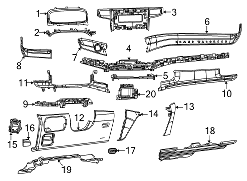 2025 Jeep Grand Wagoneer Gap Hider - Steering Column Shroud Diagram for 6UC01TX7AB