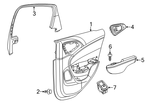 2015 Chrysler 200 Armrest, White, Rear Passenger Side Diagram for 1YZ68ML2AC