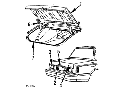 1984 Dodge Aries Trunk Lid & Components Diagram