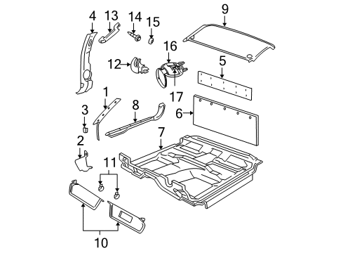 1998 Dodge Dakota Sunvisor, Passenger Side Diagram for 5GC14TL2AD