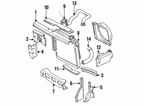 1990 Jeep Cherokee Upper Hose Diagram for 52003941