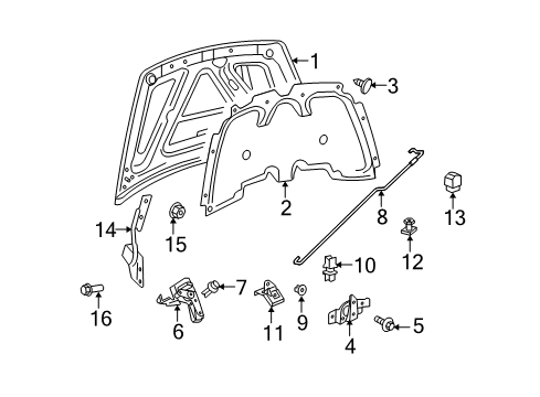 2008 Chrysler Aspen Hood Bumper, Front Diagram for 55364470AB