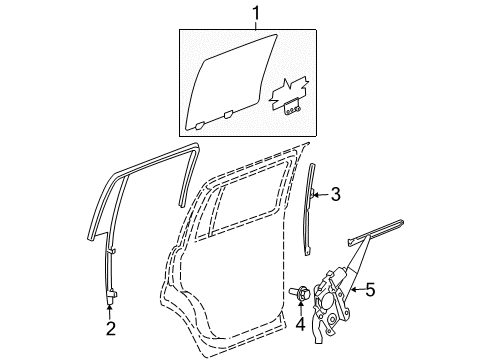 2008 Dodge Durango Fixed Glass, Rear Passenger Side Diagram for 55364076AL